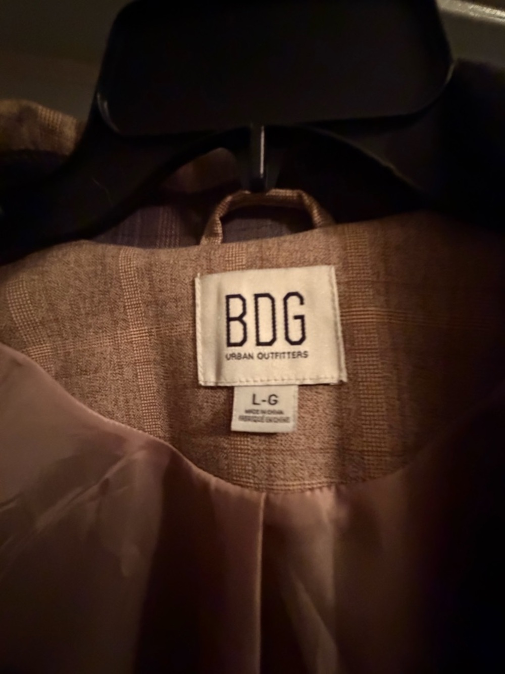 BDG Two-Panel Plaid Trench Coat in Brown and Gray - Picture 2 of 4